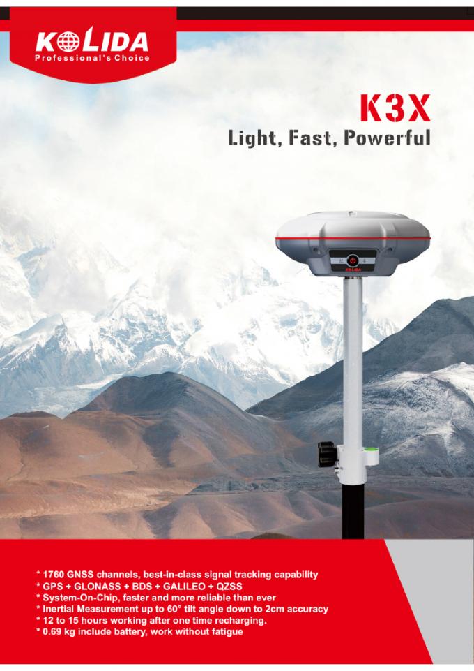 1760 चैनल कोलिडा के3 आरटीके सर्वेक्षण उपकरण उच्च सटीकता जीपीएस रिसीवर 1